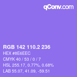 カラーコード: RGB 142 110.2 236 | qconv.com