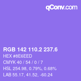 カラーコード: RGB 142 110.2 237.6 | qconv.com