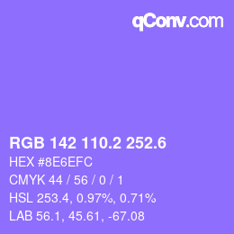 カラーコード: RGB 142 110.2 252.6 | qconv.com