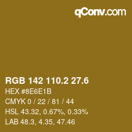 カラーコード: RGB 142 110.2 27.6 | qconv.com