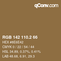 カラーコード: RGB 142 110.2 66 | qconv.com
