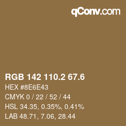 カラーコード: RGB 142 110.2 67.6 | qconv.com