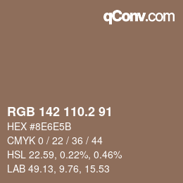 カラーコード: RGB 142 110.2 91 | qconv.com