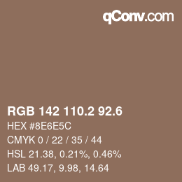 カラーコード: RGB 142 110.2 92.6 | qconv.com