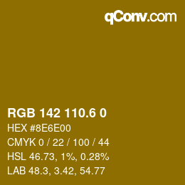カラーコード: RGB 142 110.6 0 | qconv.com
