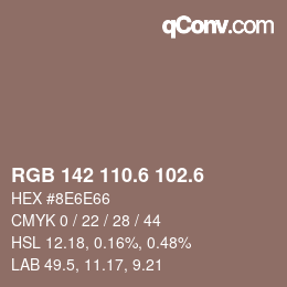 カラーコード: RGB 142 110.6 102.6 | qconv.com
