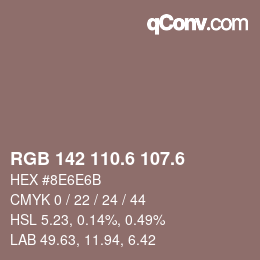 カラーコード: RGB 142 110.6 107.6 | qconv.com
