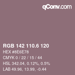 カラーコード: RGB 142 110.6 120 | qconv.com