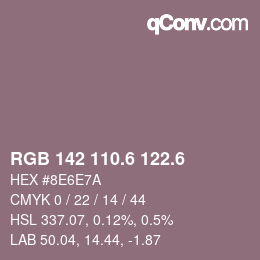 カラーコード: RGB 142 110.6 122.6 | qconv.com