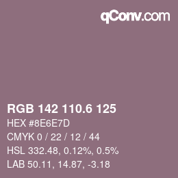 カラーコード: RGB 142 110.6 125 | qconv.com