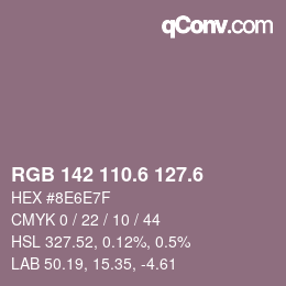 カラーコード: RGB 142 110.6 127.6 | qconv.com