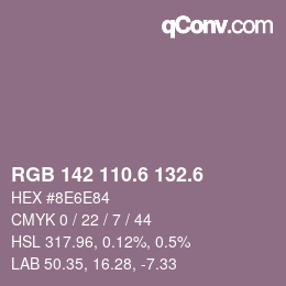 カラーコード: RGB 142 110.6 132.6 | qconv.com