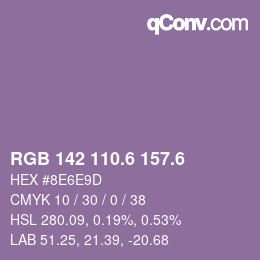カラーコード: RGB 142 110.6 157.6 | qconv.com