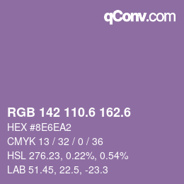 カラーコード: RGB 142 110.6 162.6 | qconv.com