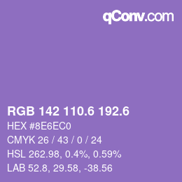 カラーコード: RGB 142 110.6 192.6 | qconv.com