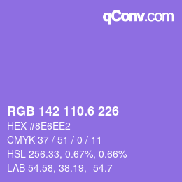 カラーコード: RGB 142 110.6 226 | qconv.com