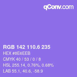 カラーコード: RGB 142 110.6 235 | qconv.com