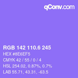 カラーコード: RGB 142 110.6 245 | qconv.com