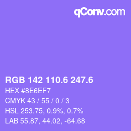 カラーコード: RGB 142 110.6 247.6 | qconv.com