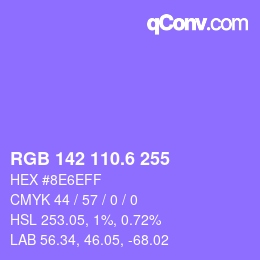 カラーコード: RGB 142 110.6 255 | qconv.com