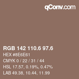 カラーコード: RGB 142 110.6 97.6 | qconv.com
