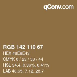 Farbcode: RGB 142 110 67 | qconv.com