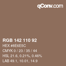カラーコード: RGB 142 110 92 | qconv.com