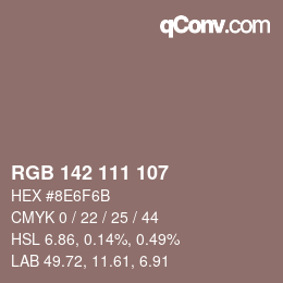 Color code: RGB 142 111 107 | qconv.com