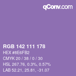 Color code: RGB 142 111 178 | qconv.com