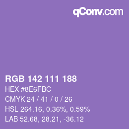 Color code: RGB 142 111 188 | qconv.com