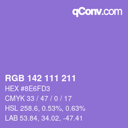 Color code: RGB 142 111 211 | qconv.com