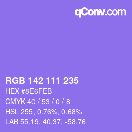 Color code: RGB 142 111 235 | qconv.com