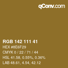 Farbcode: RGB 142 111 41 | qconv.com