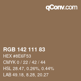 Color code: RGB 142 111 83 | qconv.com