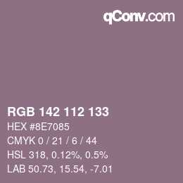 Código de color: RGB 142 112 133 | qconv.com