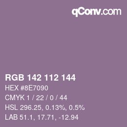 Color code: RGB 142 112 144 | qconv.com