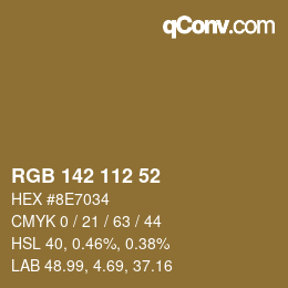 Código de color: RGB 142 112 52 | qconv.com