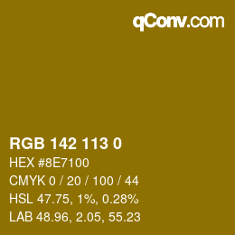 Color code: RGB 142 113 0 | qconv.com