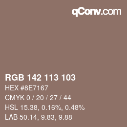 Código de color: RGB 142 113 103 | qconv.com