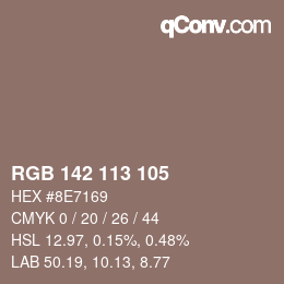 Color code: RGB 142 113 105 | qconv.com