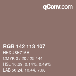 Color code: RGB 142 113 107 | qconv.com