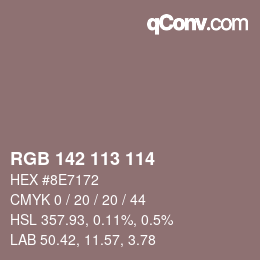 Color code: RGB 142 113 114 | qconv.com