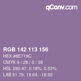 Color code: RGB 142 113 156 | qconv.com