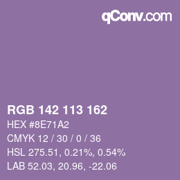 Color code: RGB 142 113 162 | qconv.com