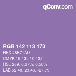 Código de color: RGB 142 113 173 | qconv.com