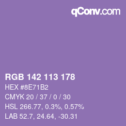 Color code: RGB 142 113 178 | qconv.com