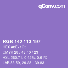 Color code: RGB 142 113 197 | qconv.com