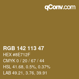 カラーコード: RGB 142 113 47 | qconv.com