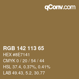 Color code: RGB 142 113 65 | qconv.com