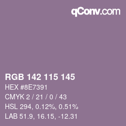 Color code: RGB 142 115 145 | qconv.com